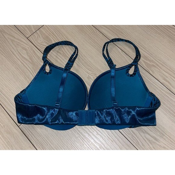 Jezebel 24750 Shiny Lightly Padded Bra Underwire Womens 34B Teal Green - Picture 4 of 6